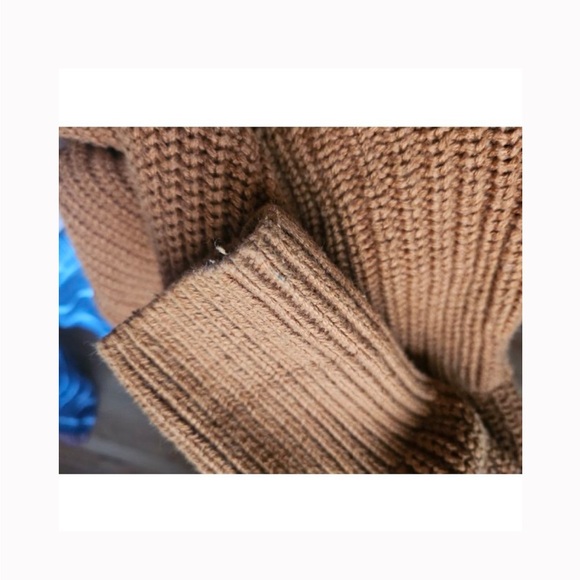 Everlane Organic Cotton Chunky Knit Zip Cardigan Toasted Almond Brown - Picture 6 of 7